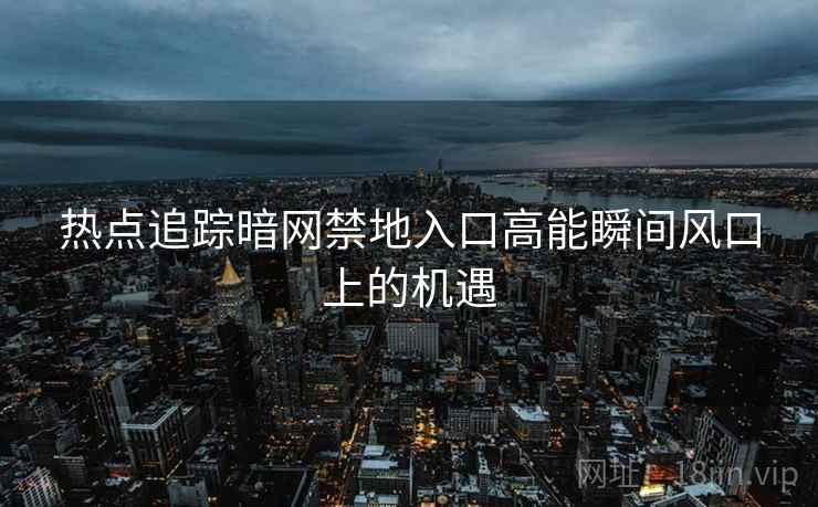 热点追踪暗网禁地入口高能瞬间风口上的机遇